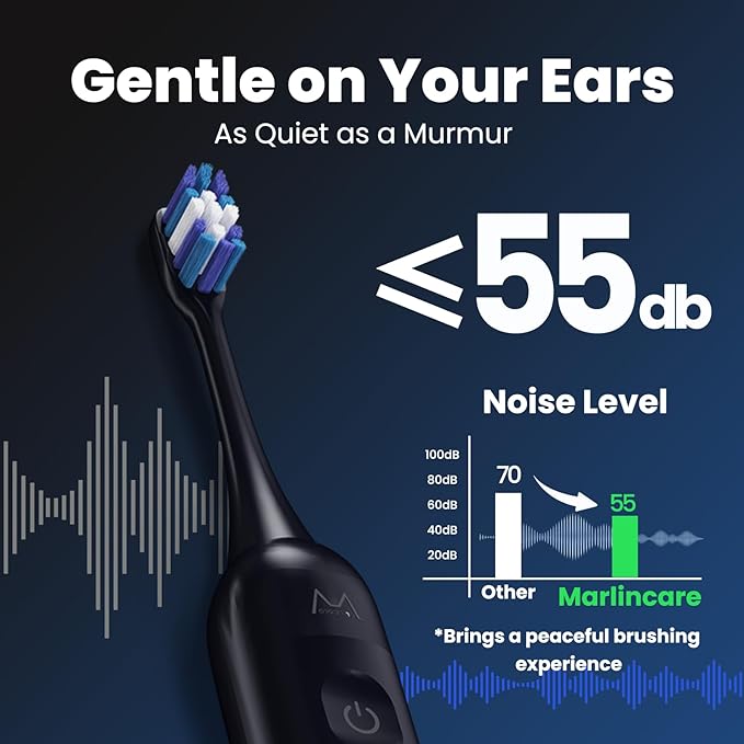 AngFan Electric Toothbrush for Adults 180 Days Battery Life Rechargeable with 5 Modes, 48000VPM Motor Smart Timer IPX8, Sonic Toothbrush with 4 Brush Heads &Travel Case, Black