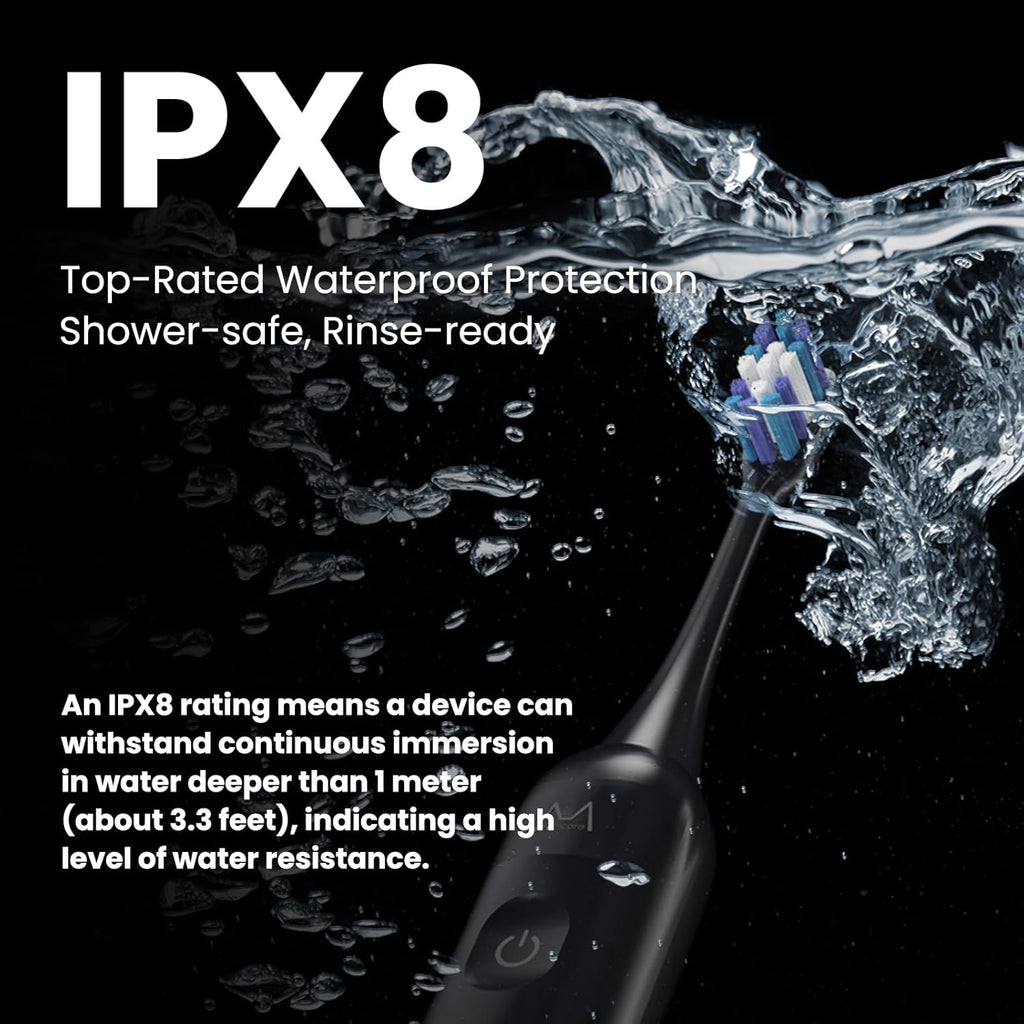 AngFan Electric Toothbrush for Adults 180 Days Battery Life Rechargeable with 5 Modes, 48000VPM Motor Smart Timer IPX8, Sonic Toothbrush with 4 Brush Heads &Travel Case, Black