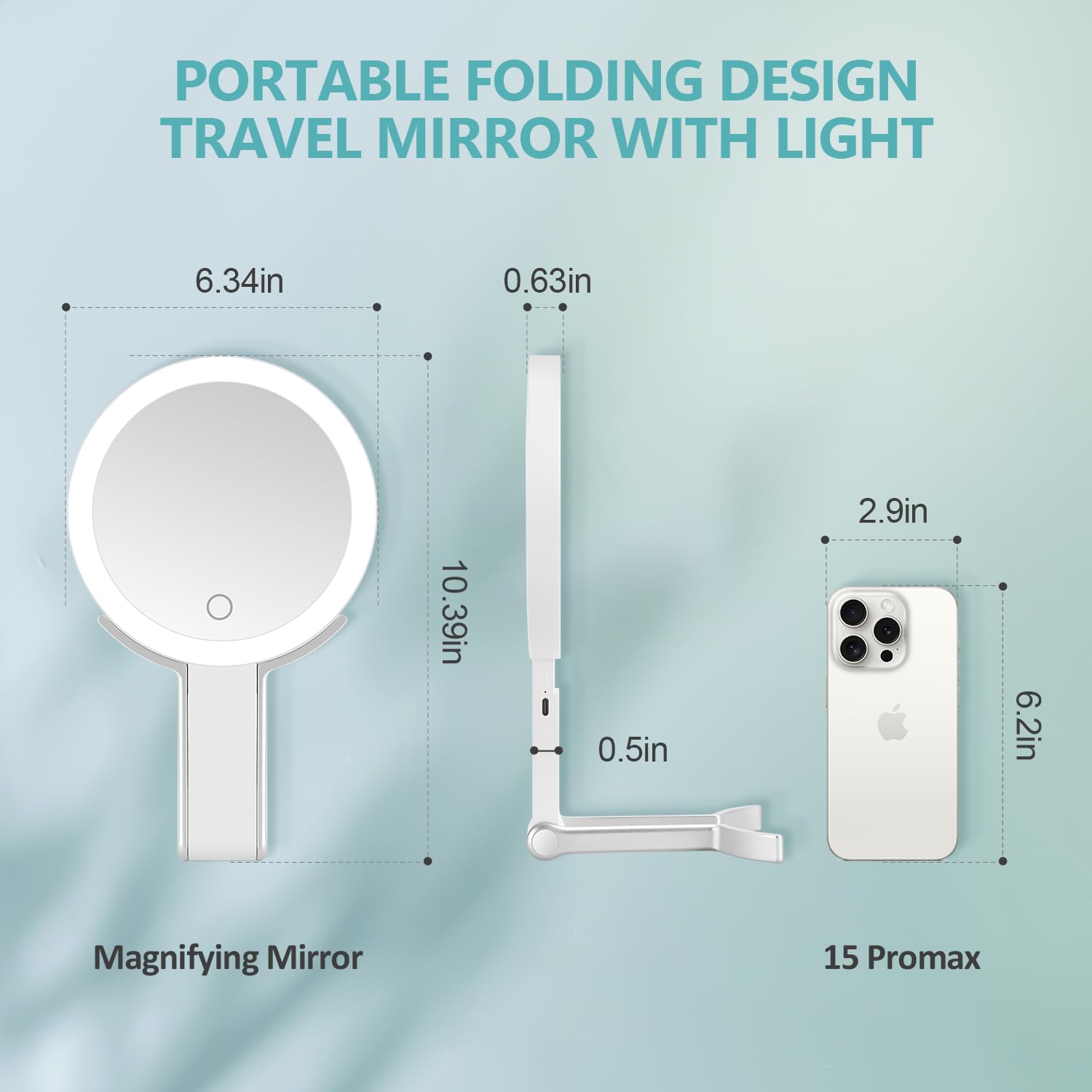 AngFan Magnifying Mirror with Light,20X Magnifying Makeup Mirror with Handheld,Travel Mirror with Lights and Magnification,3 Colors Desktop Mirror and Wall Mirror,Vanity Mirror with Lights 6 Inches