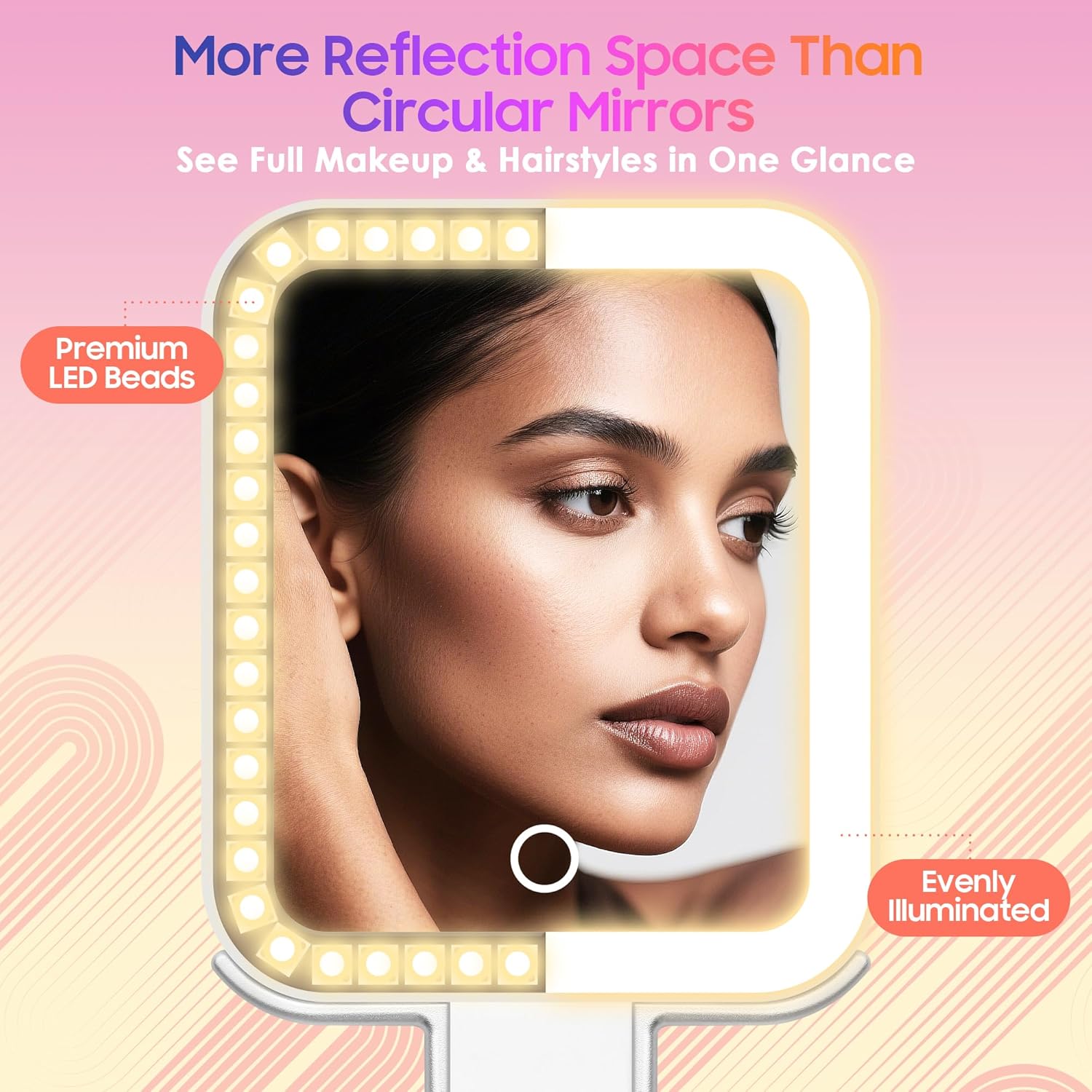 AngFan Magnifying Travel Mirror with Light, 30X/1X Double-Sided Magnifying Mirror with 3 Color Lights, Brightness Adjustable, Foldable Handheld Makeup Mirrors Portable for Travel and Desktop Use